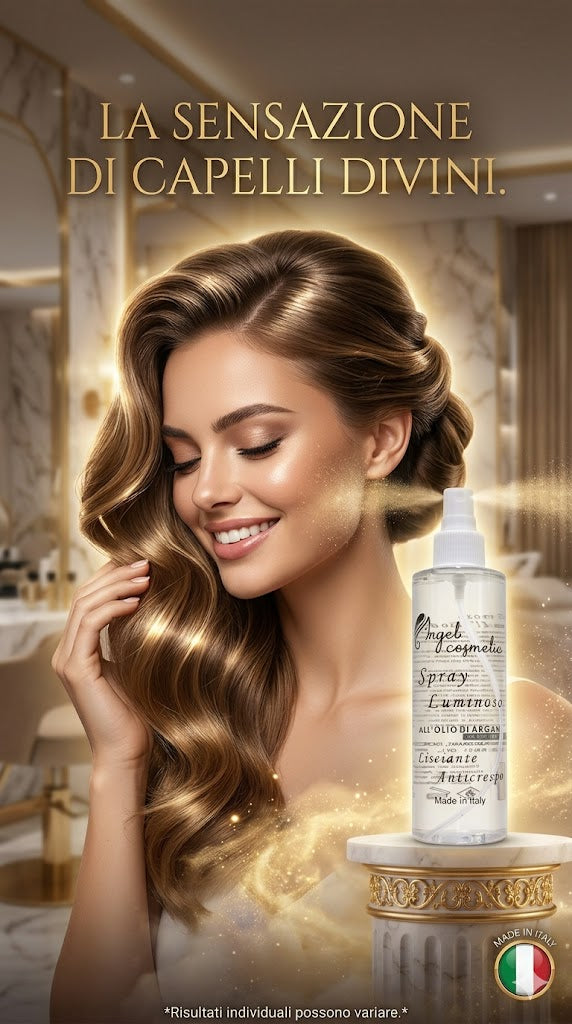 Spray Luminoso all'Olio di Argan "Elixir Divino" | Trattamento Professionale Lisciante e Anticrespo