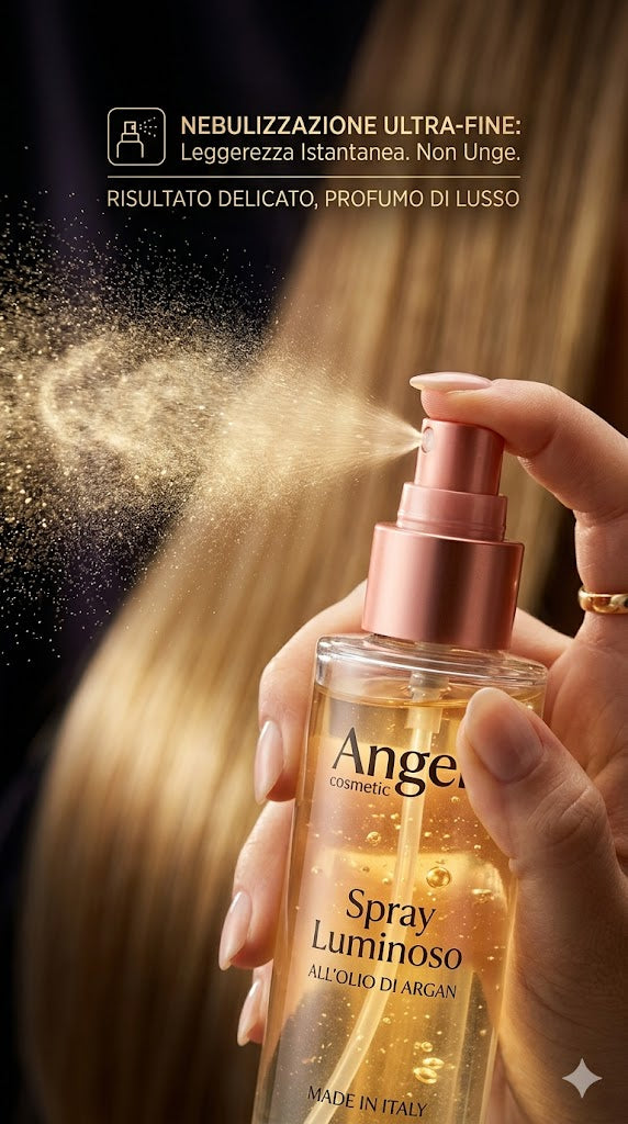 Spray Luminoso all'Olio di Argan "Elixir Divino" | Trattamento Professionale Lisciante e Anticrespo