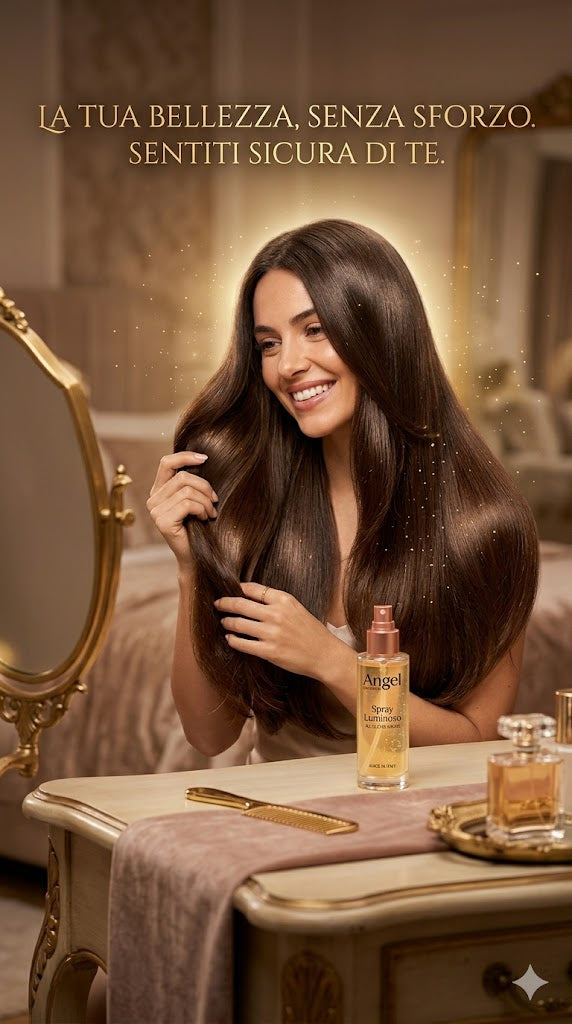 Spray Luminoso all'Olio di Argan "Elixir Divino" | Trattamento Professionale Lisciante e Anticrespo