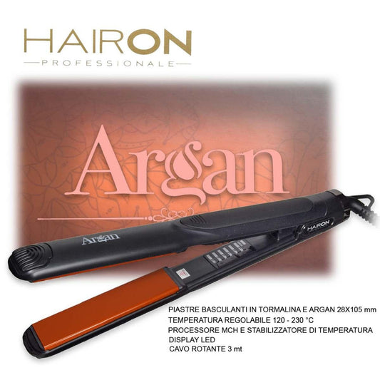 HAIRON ARGAN PIASTRA CAPELLI EXTRA LONG PIASTRE BASCULANTI IN TORMALINA E ARGAN
